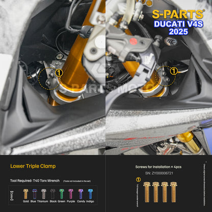 S-PARTS Titanium Front Fairing and Cockpit Fastener Kit for Ducati Panigale V4S 2025