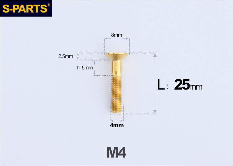 SPARTS M4x10-50mm Countersunk Titanium Alloy Bolt – Flat Head Fastening Screw for Motorcycle & Bicycle