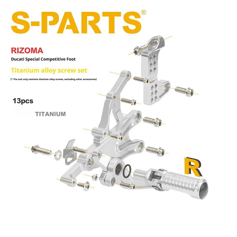 SPARTS Rizoma Footpeg Bolts for Ducati – Custom Left & Right Footpeg Bolts in Titanium & Other Color Options