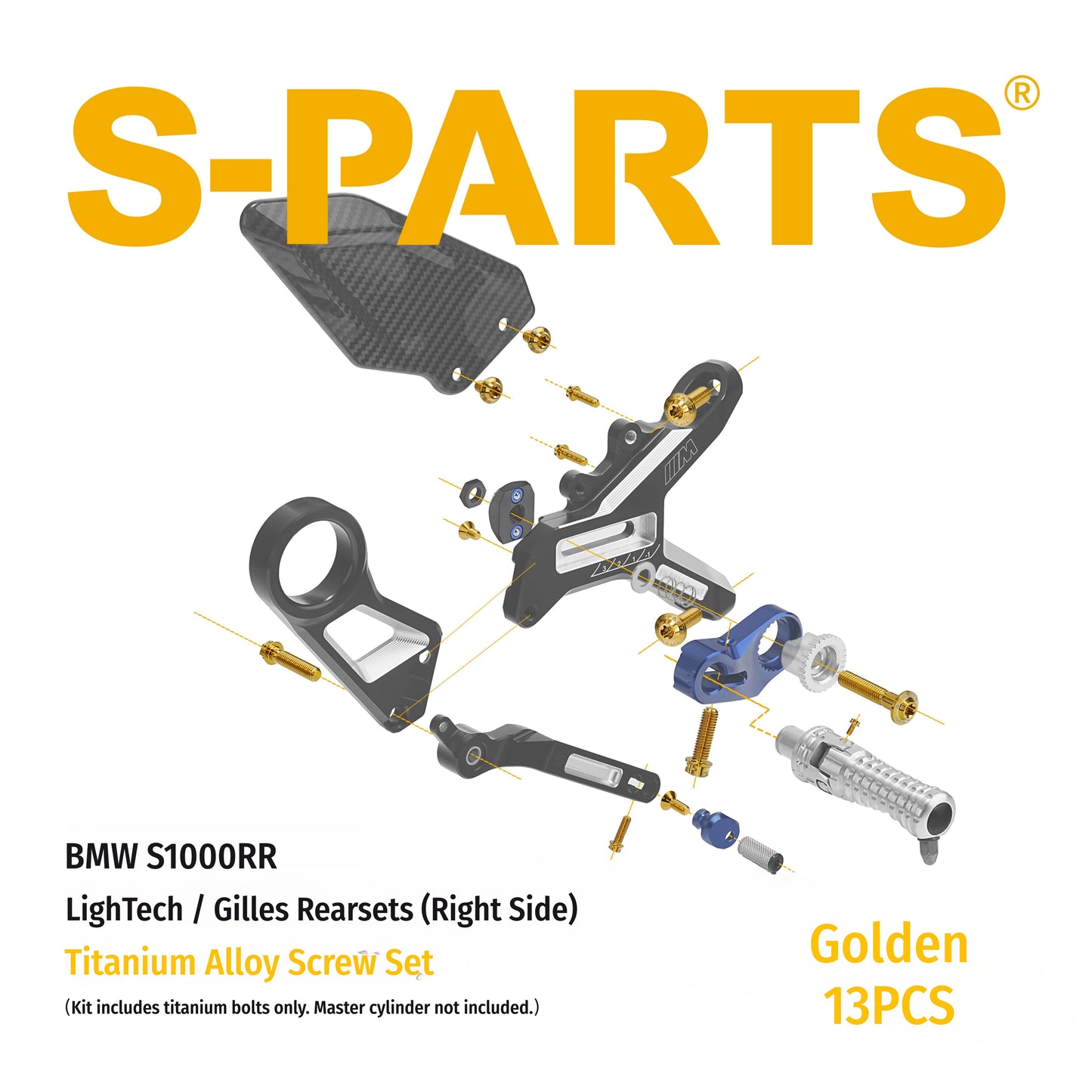 SPARTS BMW S1000RR Titanium Rearset Bolt Kit for LighTech / Gilles Tooling