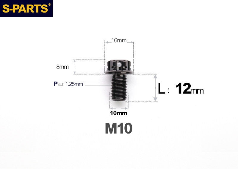 SPARTS M10 P1.25 A3 Series Standard Head Titanium Bolt | 650°C Forged | S-Grade TC4 | Motorcycle / E-Bike Upgrade
