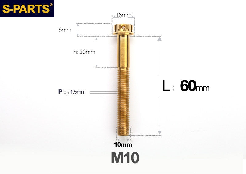SPARTS M10 P1.5 A3 Series Titanium Bolt – Standard Head – 650°C Forged – S-Grade TC4 for E-Bikes, Motorcycles & Bicycles