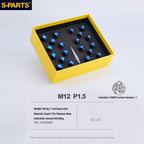 S-PARTS Titanium M12 Car Wheel Lug Nut Set, 20pcs