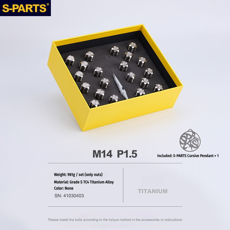 S-PARTS Titanium M14 Car Wheel Lug Nut Set, 20pcs