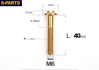 SPARTS A3 Button Head M6 D13 Titanium Bolt for Motorcycle & Bicycle Modification