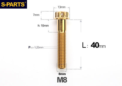 S-PARTS STAN M8 A3 Series Titanium Bolts – Standard Head TC4 Fasteners for Motorcycle & E-Motorcycle
