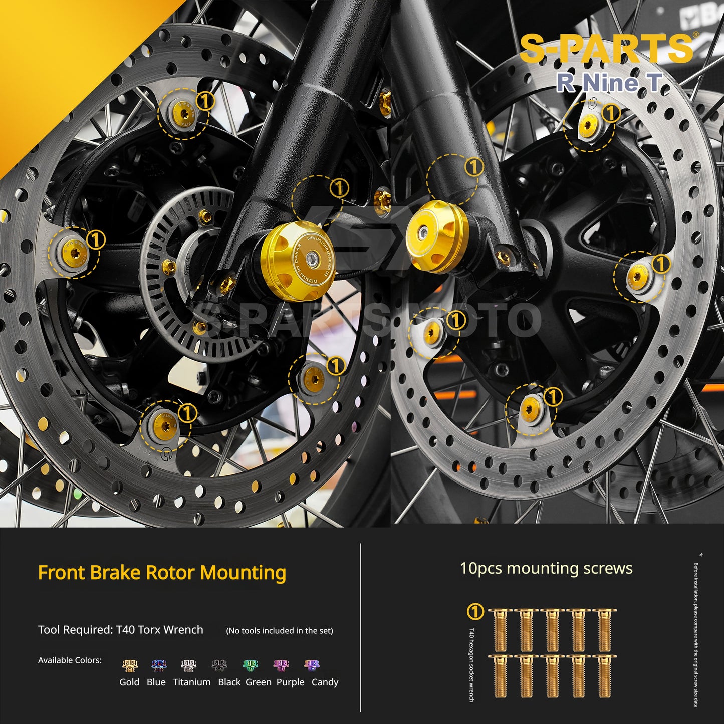 S-PARTS Premium Titanium Braking & Handling Upgrade Kit for BMW R nineT