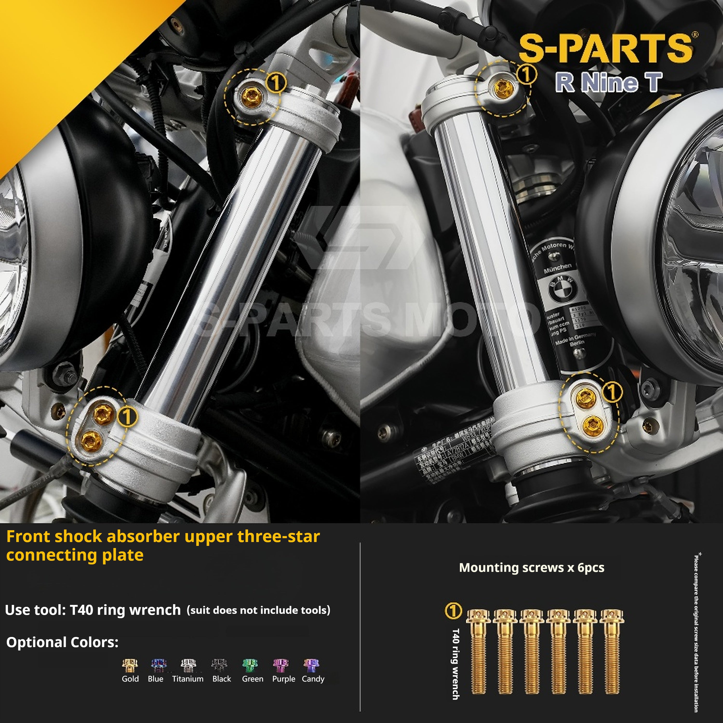 SPARTS BMW RnineT Titanium Alloy Motorcycle Bolt Upgrade Kit