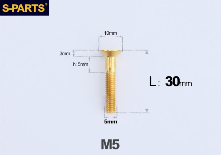 SPARTS M5 Countersunk Titanium Bolt | TC4 Flat Head Motorcycle Fastener