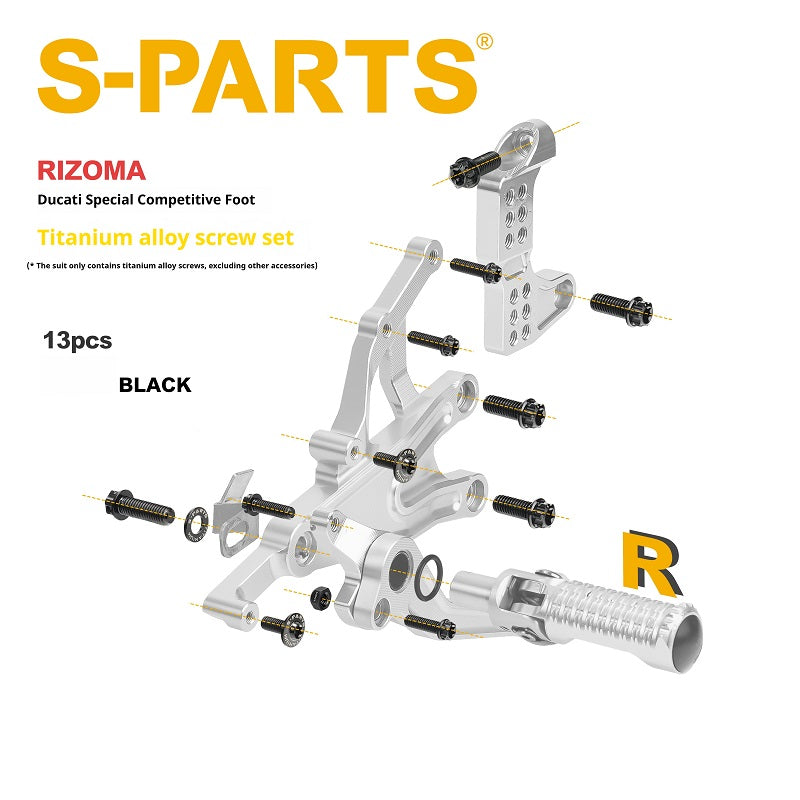 SPARTS Rizoma Footpeg Bolts for Ducati – Custom Left & Right Footpeg Bolts in Titanium & Other Color Options