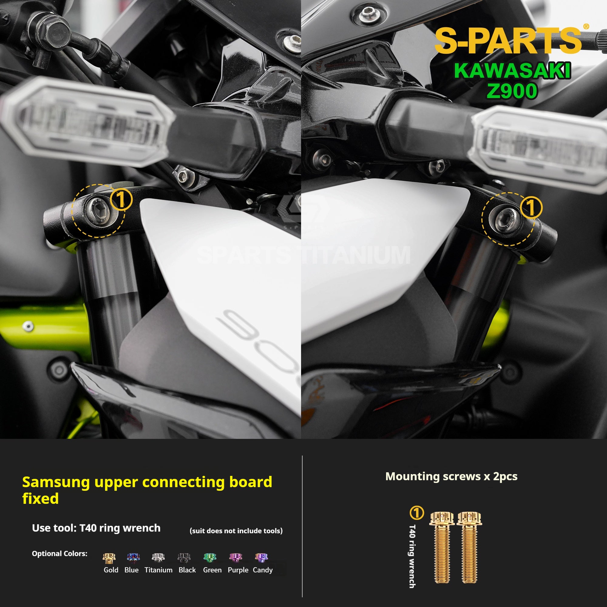 SPARTS TC4 Titanium Bolt Kit for Kawasaki Z900 2021 | Motorcycle Titanium Bolt Upgrade