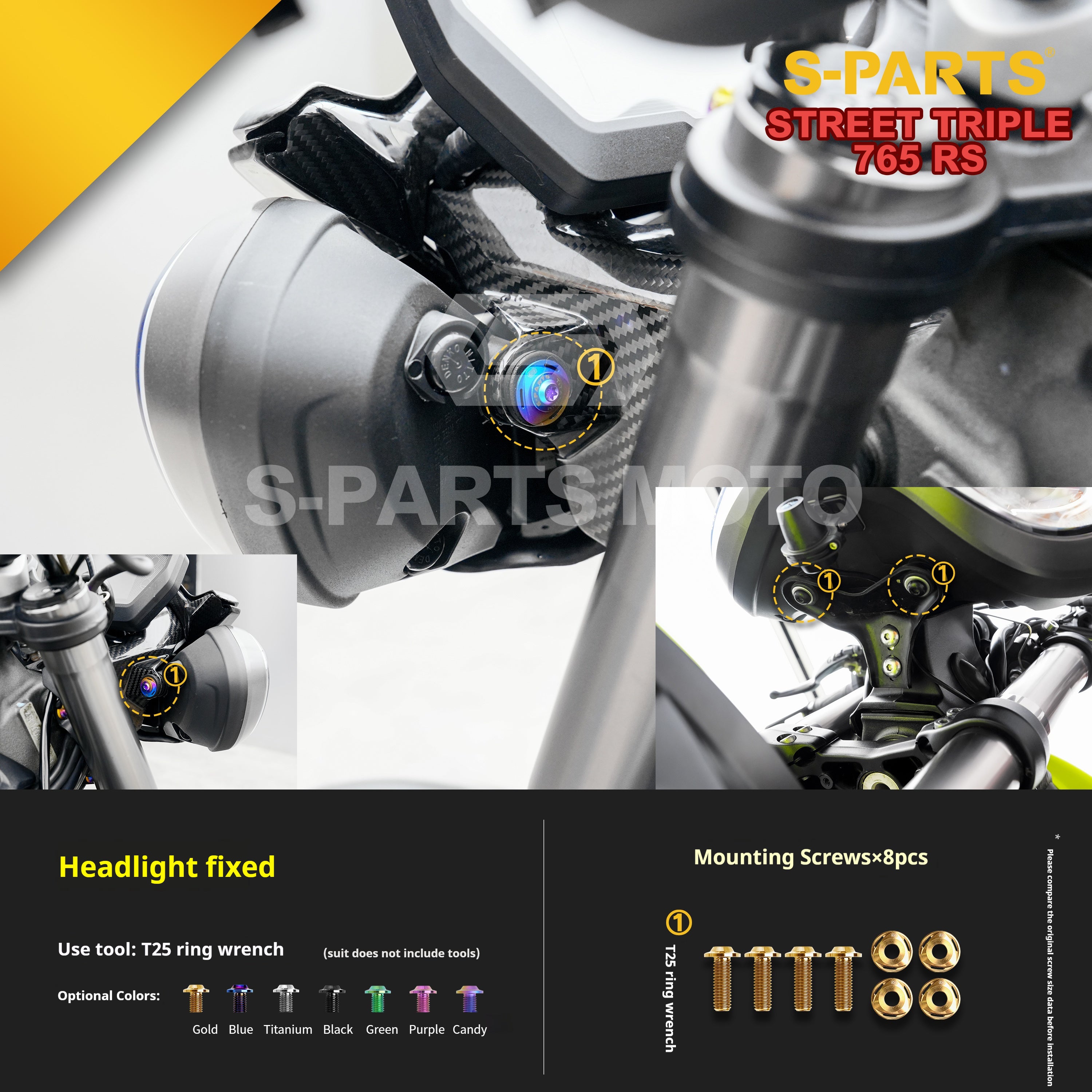 SPARTS Titanium Screw Set for Triumph Street Triple RS –CNC Titanium Upgrade Kit