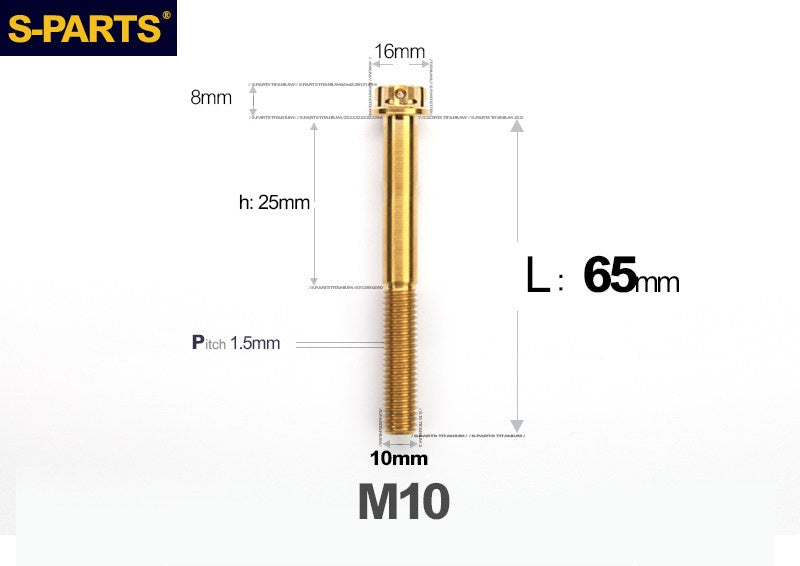 SPARTS M10 P1.5 A3 Series Titanium Bolt – Standard Head – 650°C Forged – S-Grade TC4 for E-Bikes, Motorcycles & Bicycles