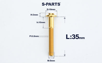 SPARTS A3 Countersunk Head M5 D10 Titanium Bolt TC4 Motorcycle & E-Bike Custom Fastener