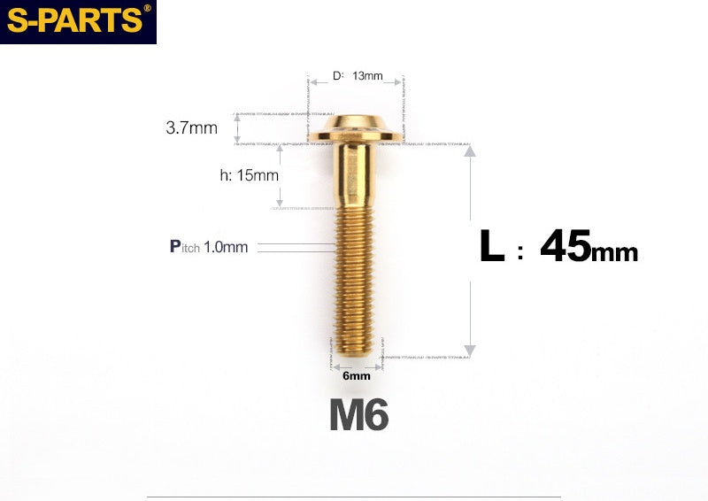 SPARTS A3 Button Head M6 D13 Titanium Bolt for Motorcycle & Bicycle Modification