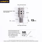 S-PARTS TC4 Titanium M8 to M8 Mirror Adapter Bolt | RH & LH Thread for Motorcycle / E-Bike