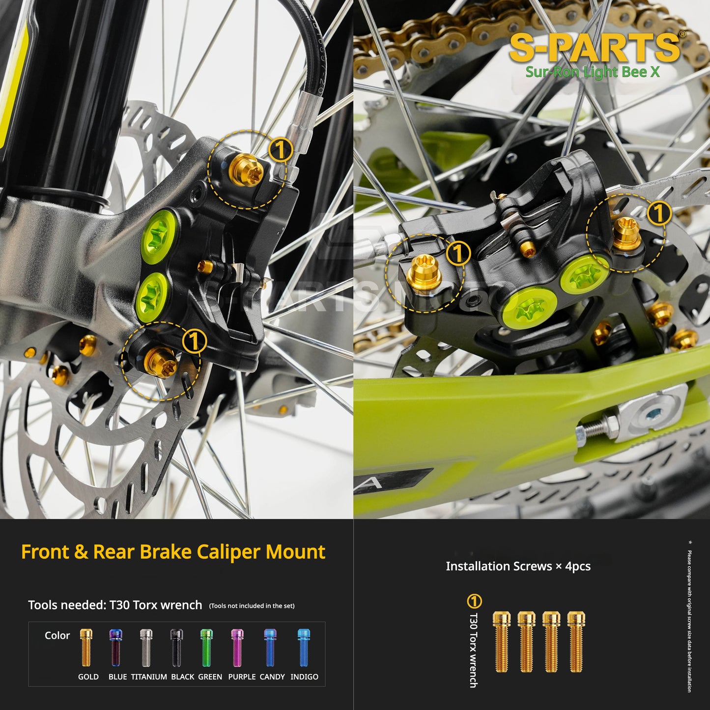 S-PARTS TC4 Titanium Full Bolt Kit for Sur-Ron Light Bee X (2025 Model)