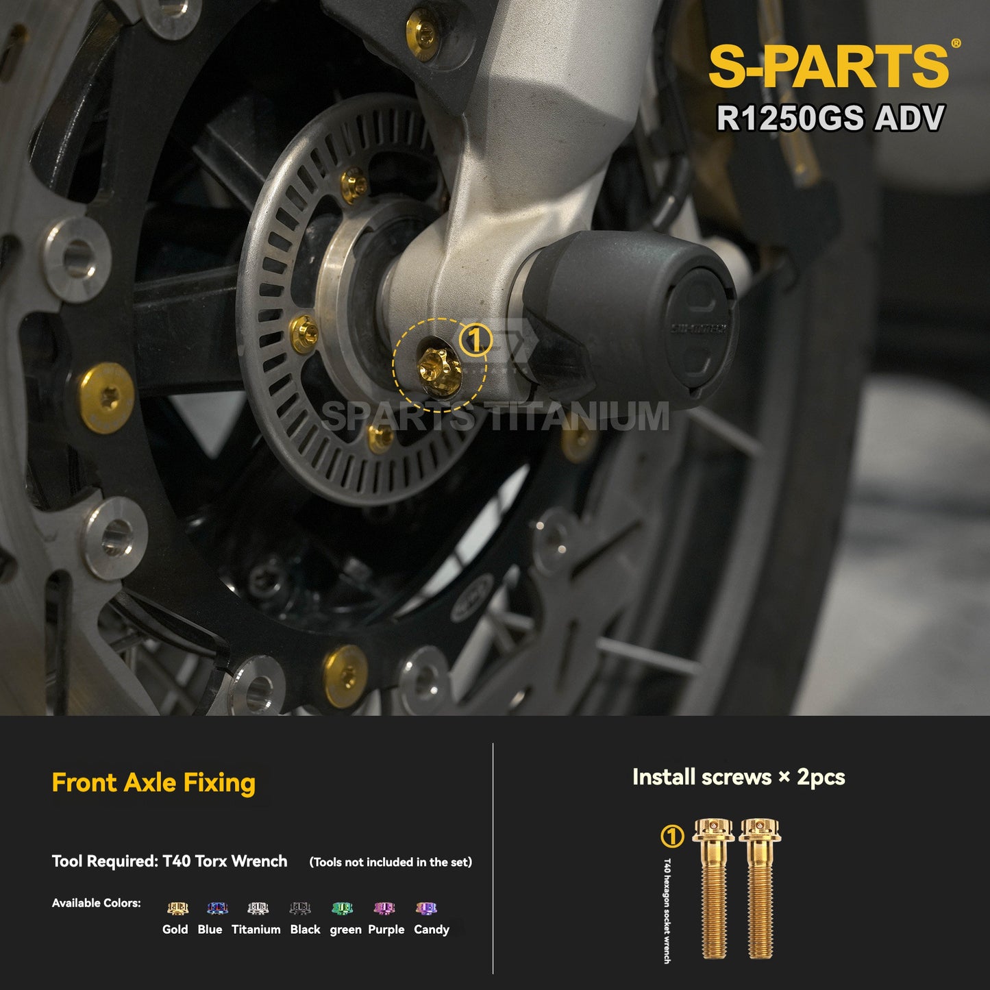 SPARTS Titanium Brake, Suspension & Handlebar Bolt Kit for BMW R1250GS / ADV