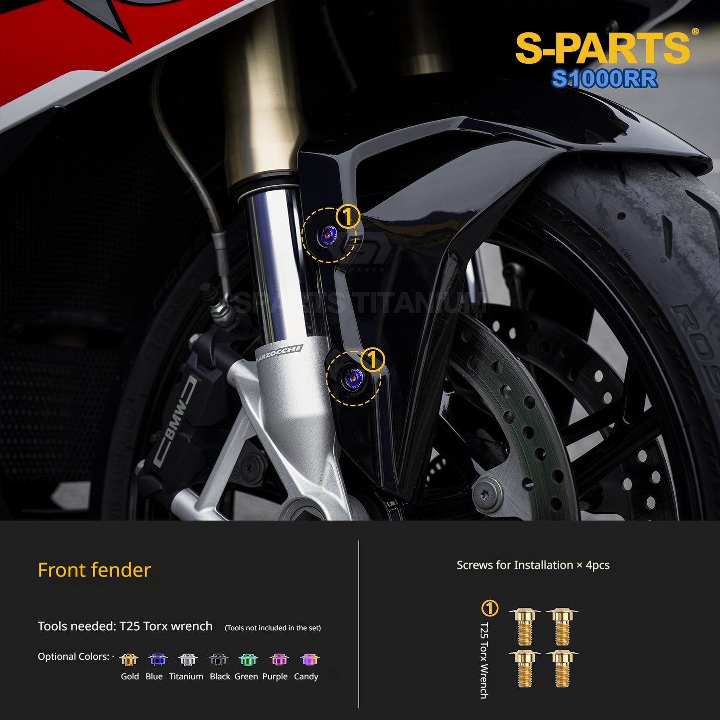 SPARTS Titanium Chassis Bolt Kit Brake Disc Caliper Sprocket Screws for BMW S1000RR