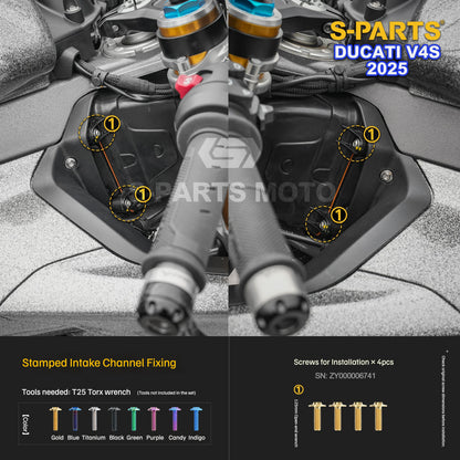 S-PARTS Titanium Front Fairing and Cockpit Fastener Kit for Ducati Panigale V4S 2025