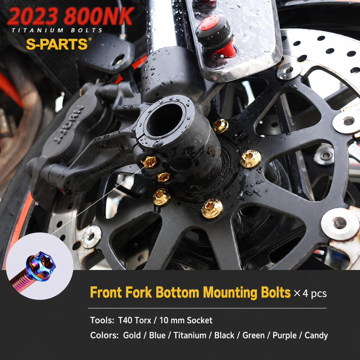 S-PARTS TC4 Titanium Full Motorcycle Bolt Kit for CFMOTO 800NK