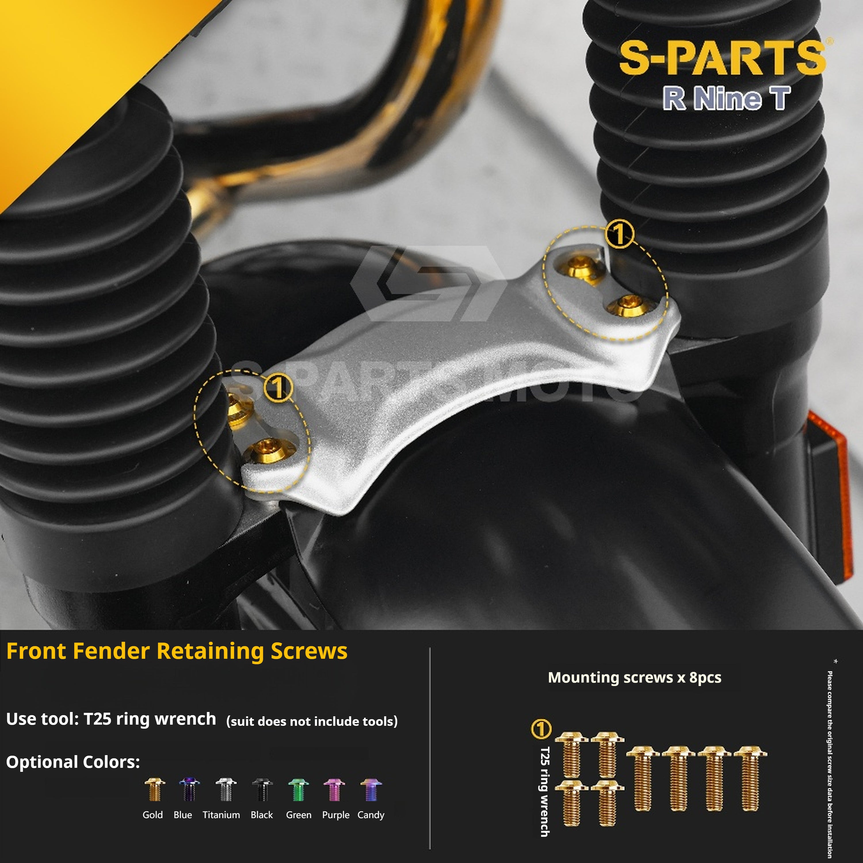 SPARTS BMW RnineT Titanium Alloy Motorcycle Bolt Upgrade Kit