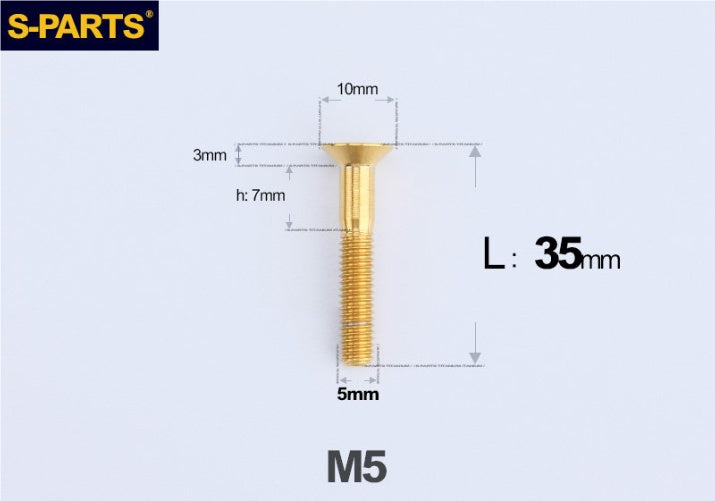 SPARTS M5 Countersunk Titanium Bolt | TC4 Flat Head Motorcycle Fastener