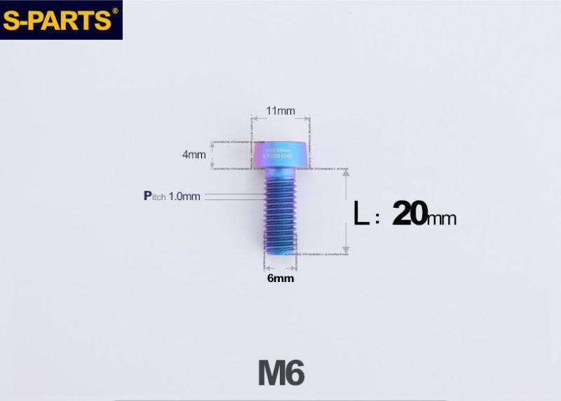 SPARTS M6 × L20-35 Titanium Anti-Theft Caliper Set Screws for Motorcycle 2-Piston Brake Calipers