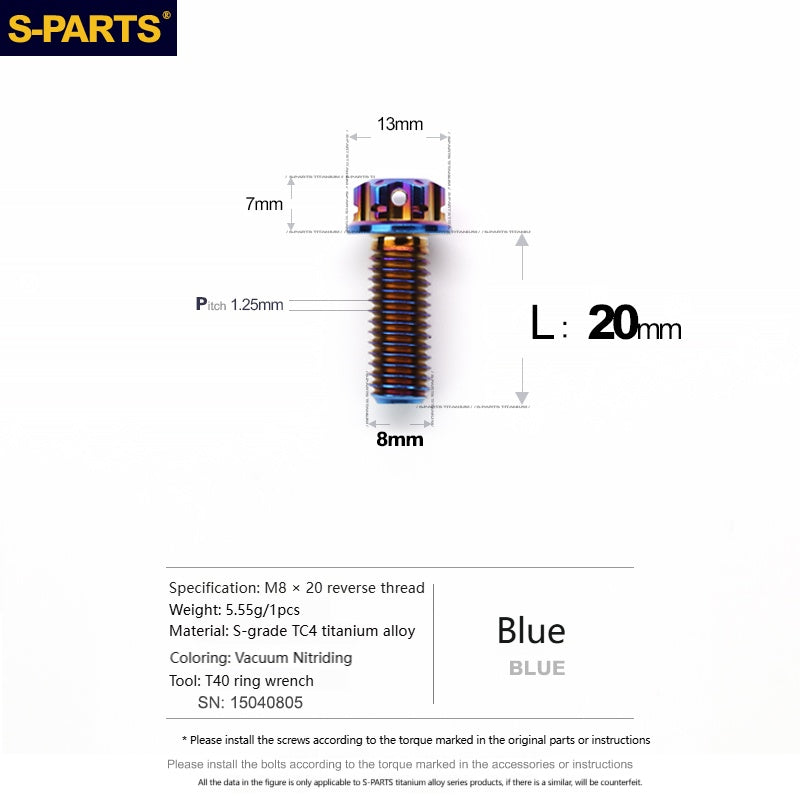SPARTS Titanium Mirror Block-Off Bolts · M8/M10 Positive & Reverse Thread · Lightweight Motorcycle Plug Bolts