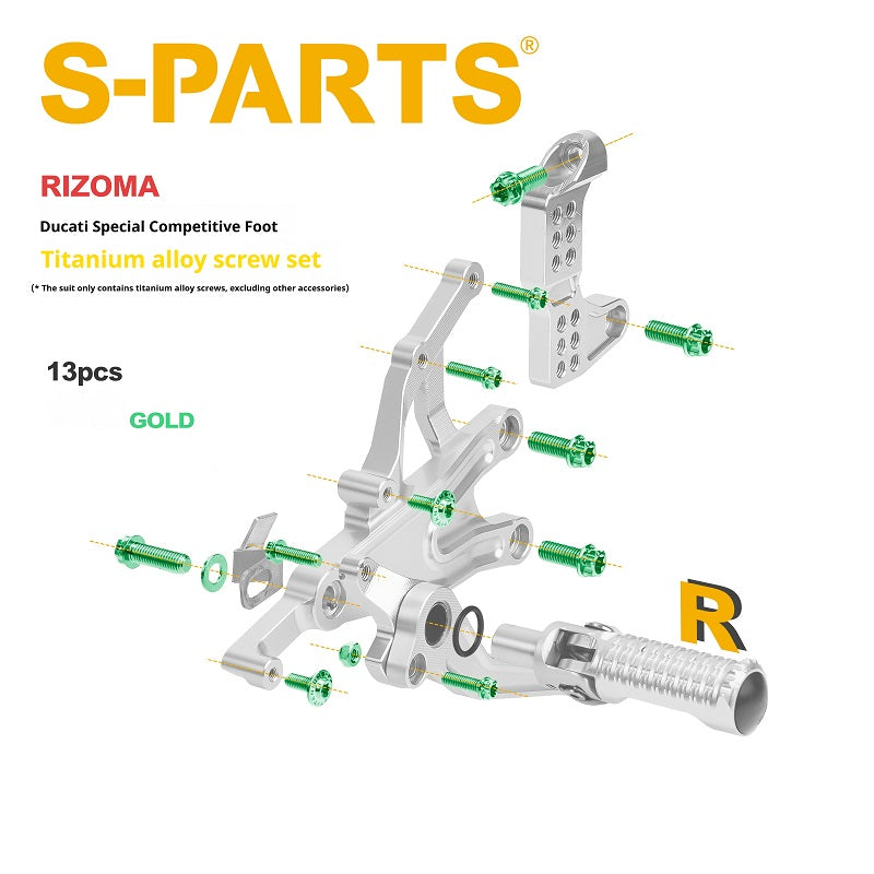 SPARTS Rizoma Footpeg Bolts for Ducati – Custom Left & Right Footpeg Bolts in Titanium & Other Color Options