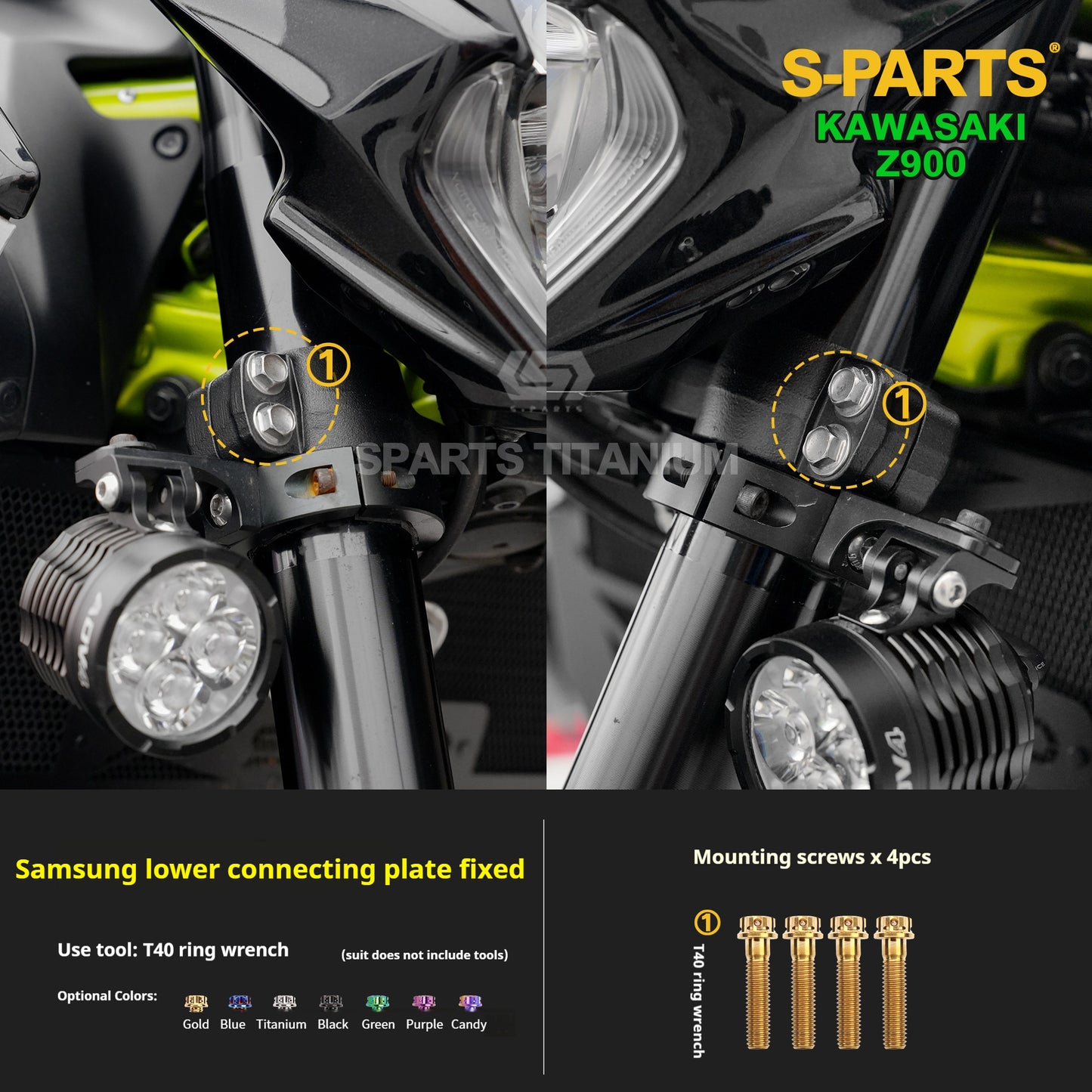 SPARTS TC4 Titanium Bolt Kit for Kawasaki Z900 2021 | Motorcycle Titanium Bolt Upgrade