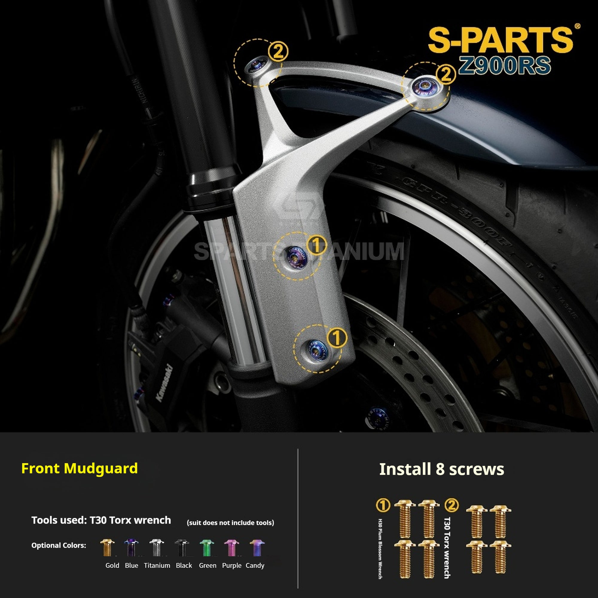 SPARTS Titanium Screw Set for Kawasaki Z900RS – Motorcycle Upgrade Kit