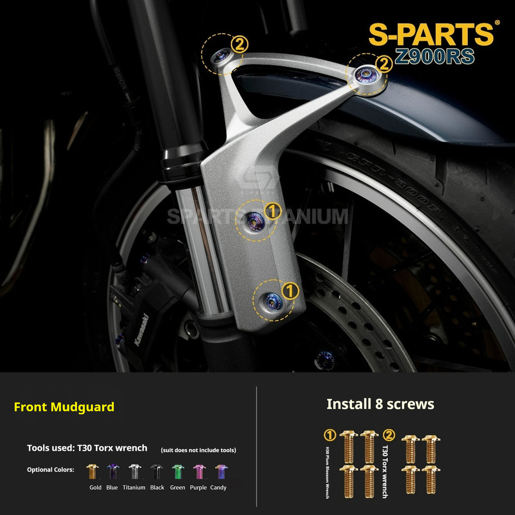 SPARTS Titanium Screw Set for Kawasaki Z900RS – Motorcycle Upgrade Kit