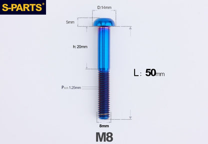 S-PARTS M8 A2 Series TC4 Titanium Bolts – Button Head Fasteners for Bicycle & E-Bike Upgrades