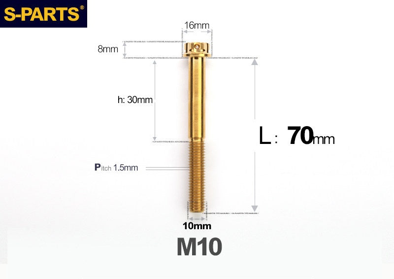 SPARTS M10 P1.5 A3 Series Titanium Bolt – Standard Head – 650°C Forged – S-Grade TC4 for E-Bikes, Motorcycles & Bicycles