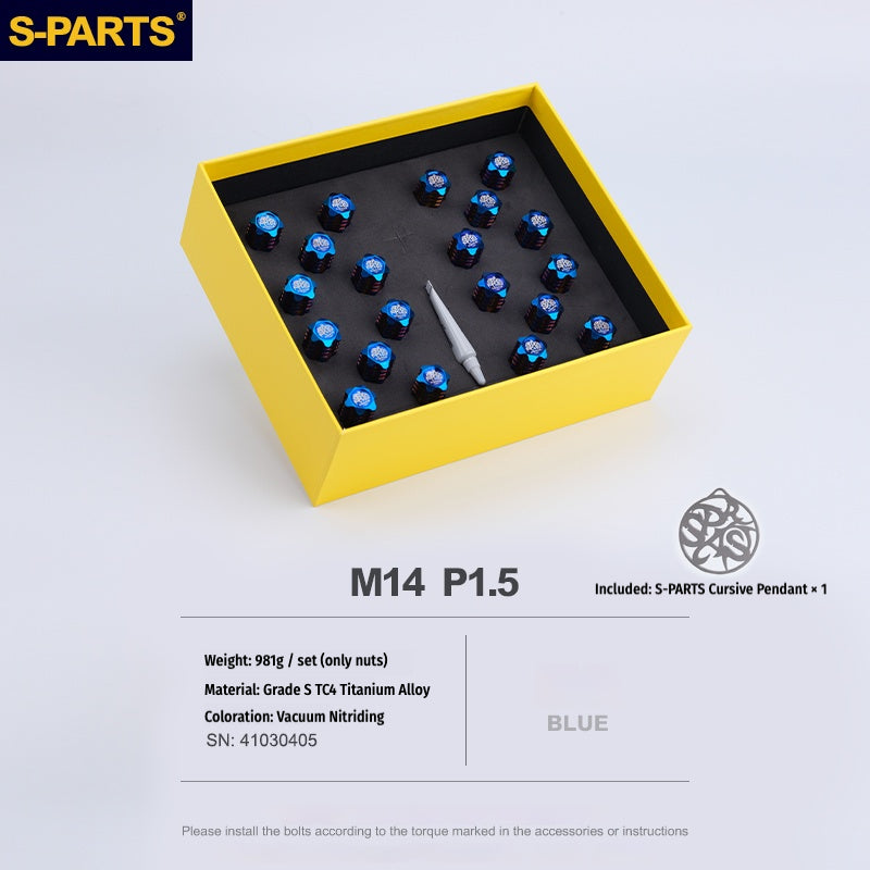 S-PARTS Titanium M14 Car Wheel Lug Nut Set, 20pcs