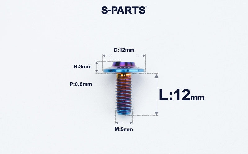 SPARTS A3 Series Titanium Bolt – Button Head M5 D12 – 650°C Forged – S-Grade TC4 Motorcycle Titanium Bolt Upgrade