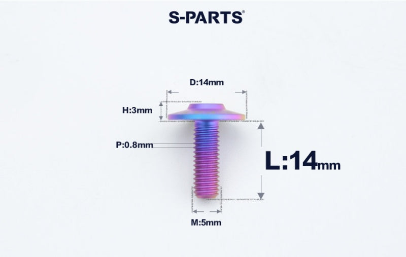 SPARTS A3 Dome Head M5 D14 Titanium Bolt | TC4 Motorcycle & E-Bike Fastener