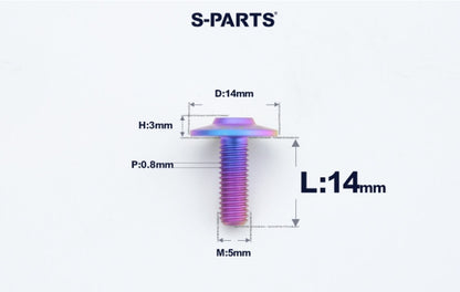 SPARTS A3 Dome Head M5 D14 Titanium Bolt | TC4 Motorcycle & E-Bike Fastener