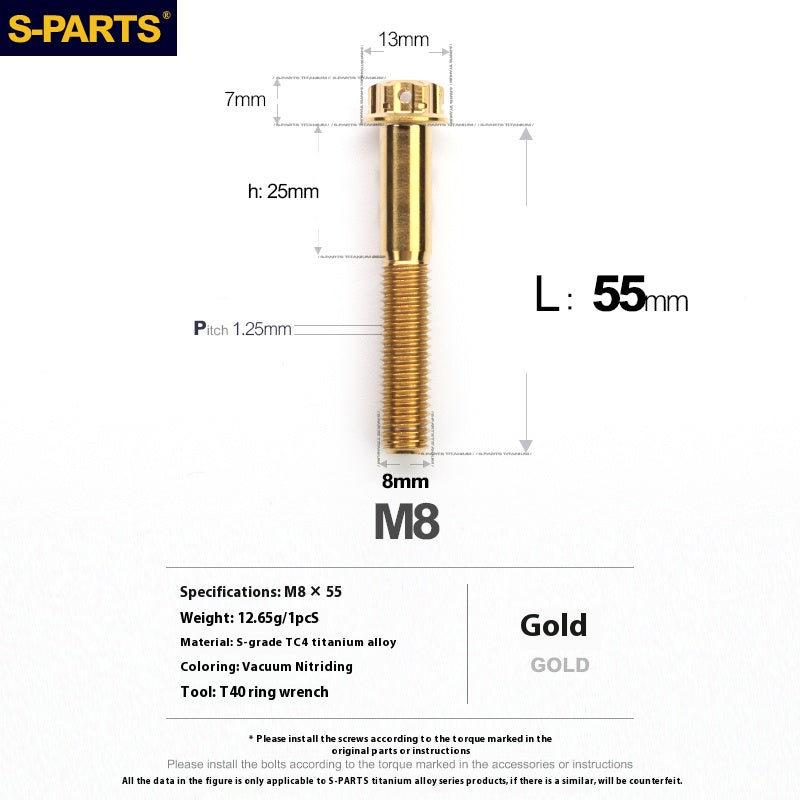 -PARTS M8 A3 Titanium Motorcycle Bolt – Multi-Length, Standard Head