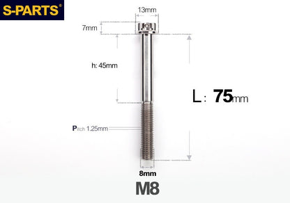 S-PARTS STAN M8 A3 Series Titanium Bolts – Standard Head TC4 Fasteners for Motorcycle & E-Motorcycle