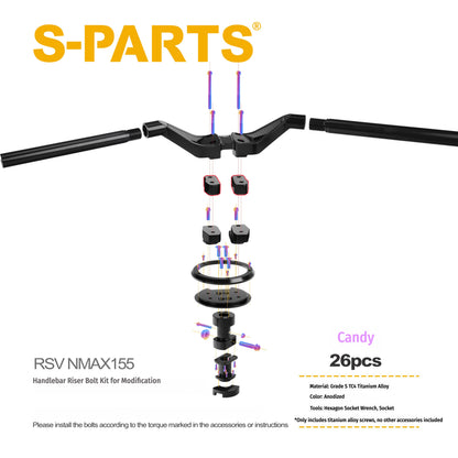 SPARTS RSV NMAX155 Handlebar Conversion Titanium Bolt Upgrade Fastener Kit