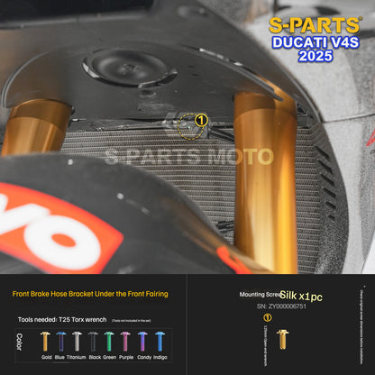 S-PARTS Titanium Front Fairing and Cockpit Fastener Kit for Ducati Panigale V4S 2025