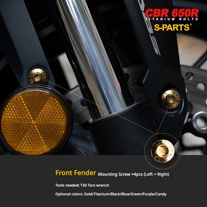 S-PARTS TC4 Titanium Bolt Kit for Honda CBR650R / CB650R | Full Motorcycle Upgrade