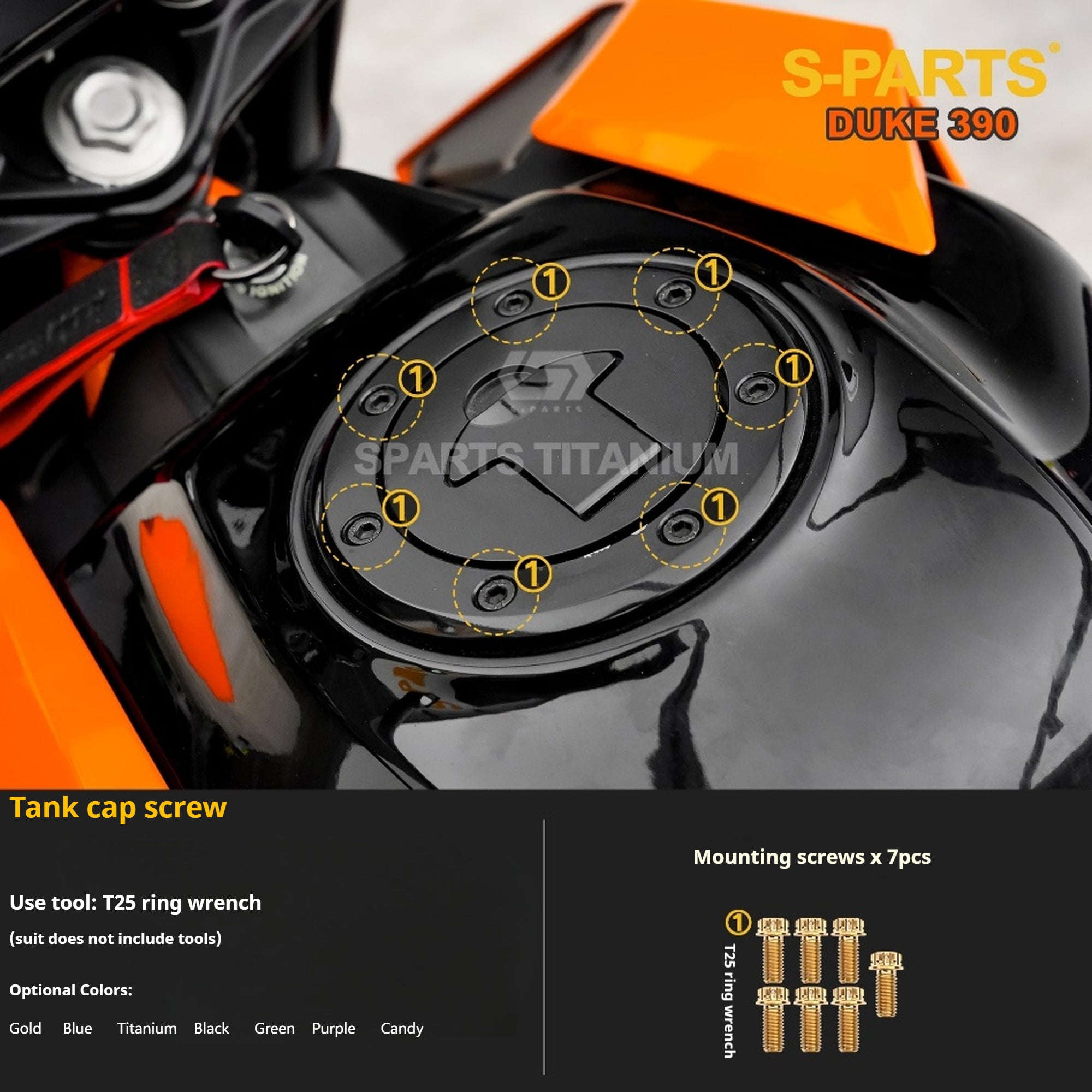 SPARTS Stan KTM DUKE 390 Dedicated · TC4 Titanium Full Motorcycle Bolt Kit