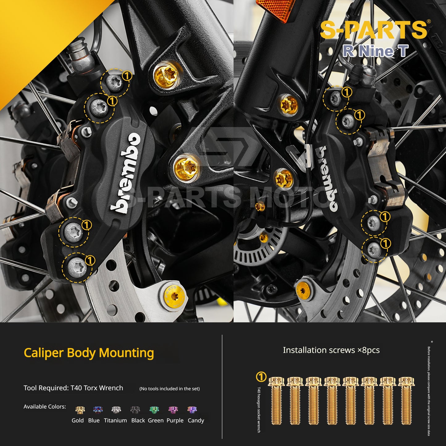 S-PARTS Premium Titanium Braking & Handling Upgrade Kit for BMW R nineT