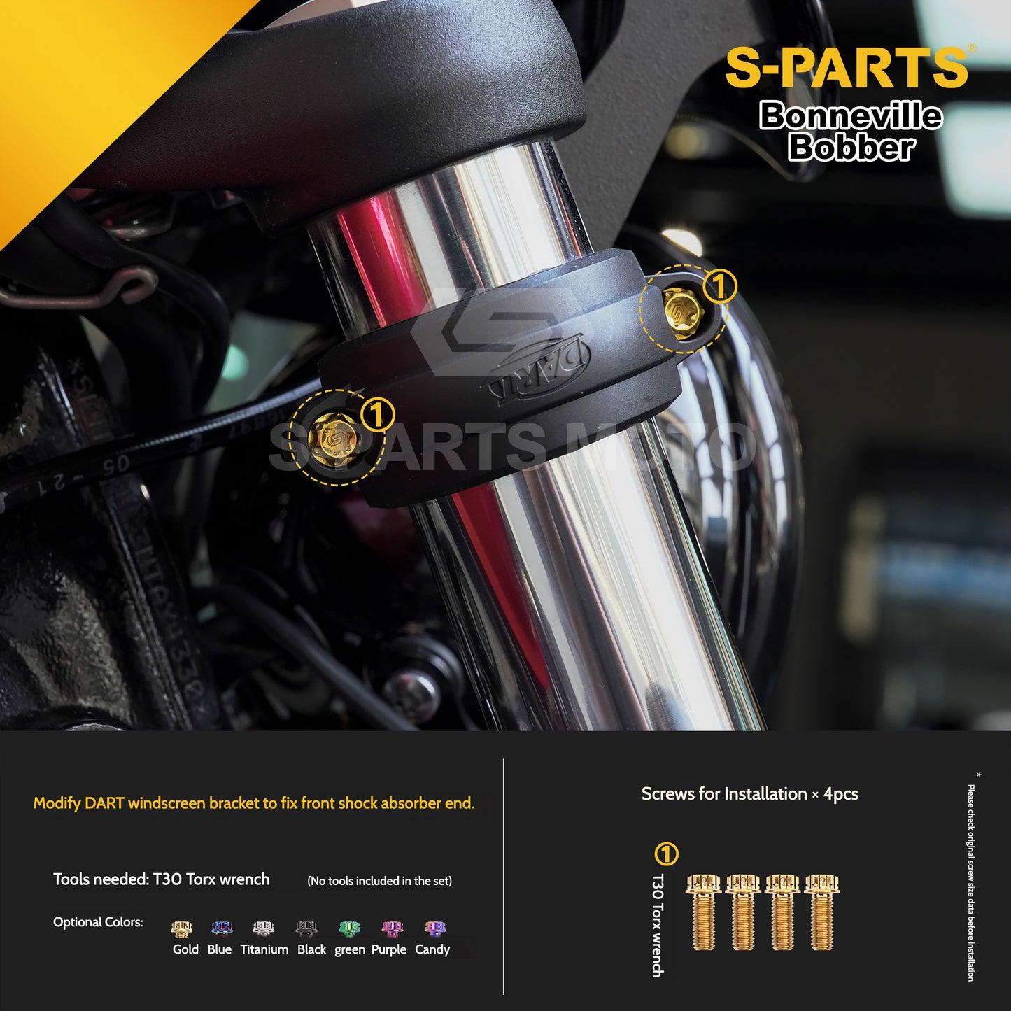 SPARTS Titanium Set Screws for Triumph Bonneville Bobber Motorcycle Modification