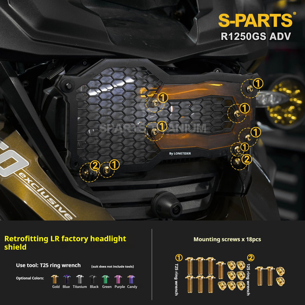 SPARTS Titanium Bolt Kit for BMW R 1250GS ADV – Custom Candy Color & CNC Titanium Upgrade Kit