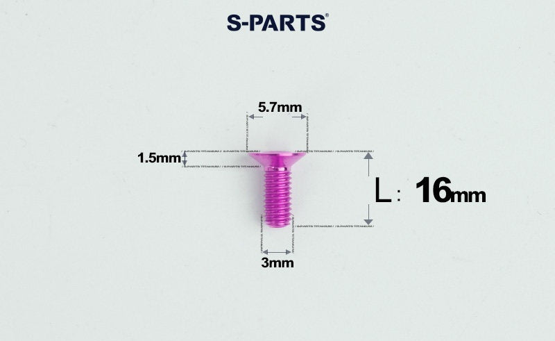 SPARTS Series M3 L6-30 Countersunk Titanium Bolt