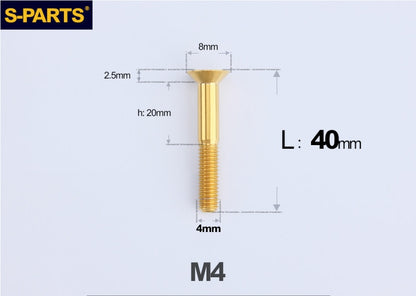 SPARTS M4x10-50mm Countersunk Titanium Alloy Bolt – Flat Head Fastening Screw for Motorcycle & Bicycle